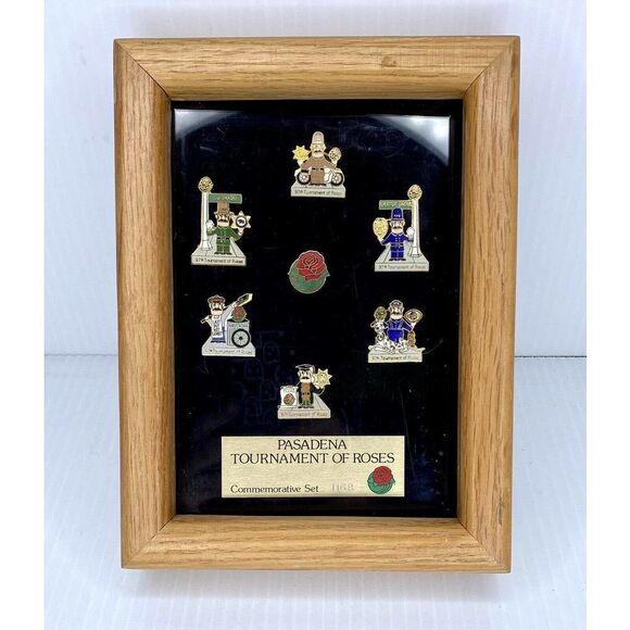 Pasadena Tournament Of Roses 97th Anniversary Commemorative Pin Set Framed Rare - Picture 1 of 12